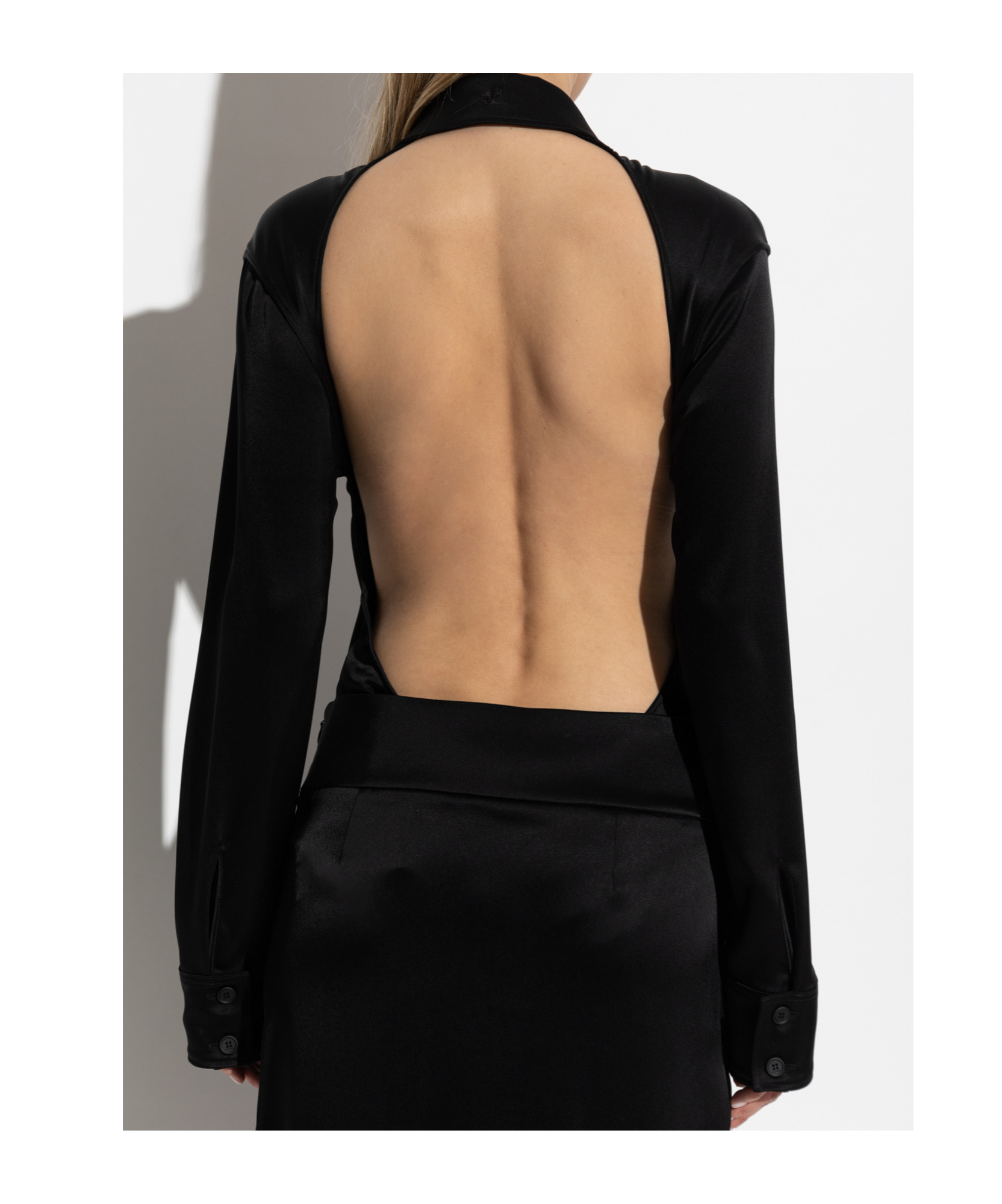 Courrèges Backless Shirt Bodysuit Clothing In Black