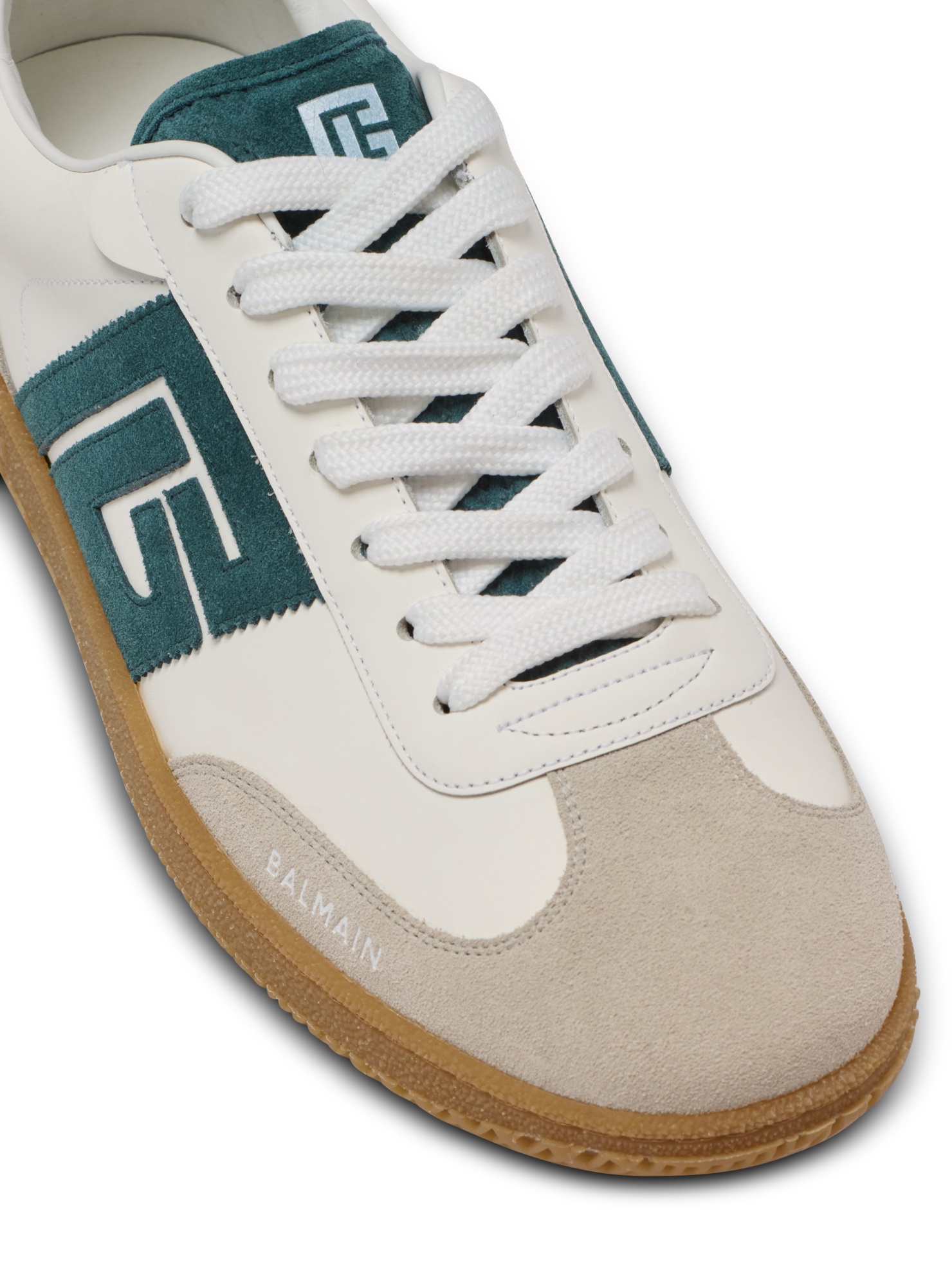 Balmain Swan Suede And Smooth Leather Trainers In Neutral