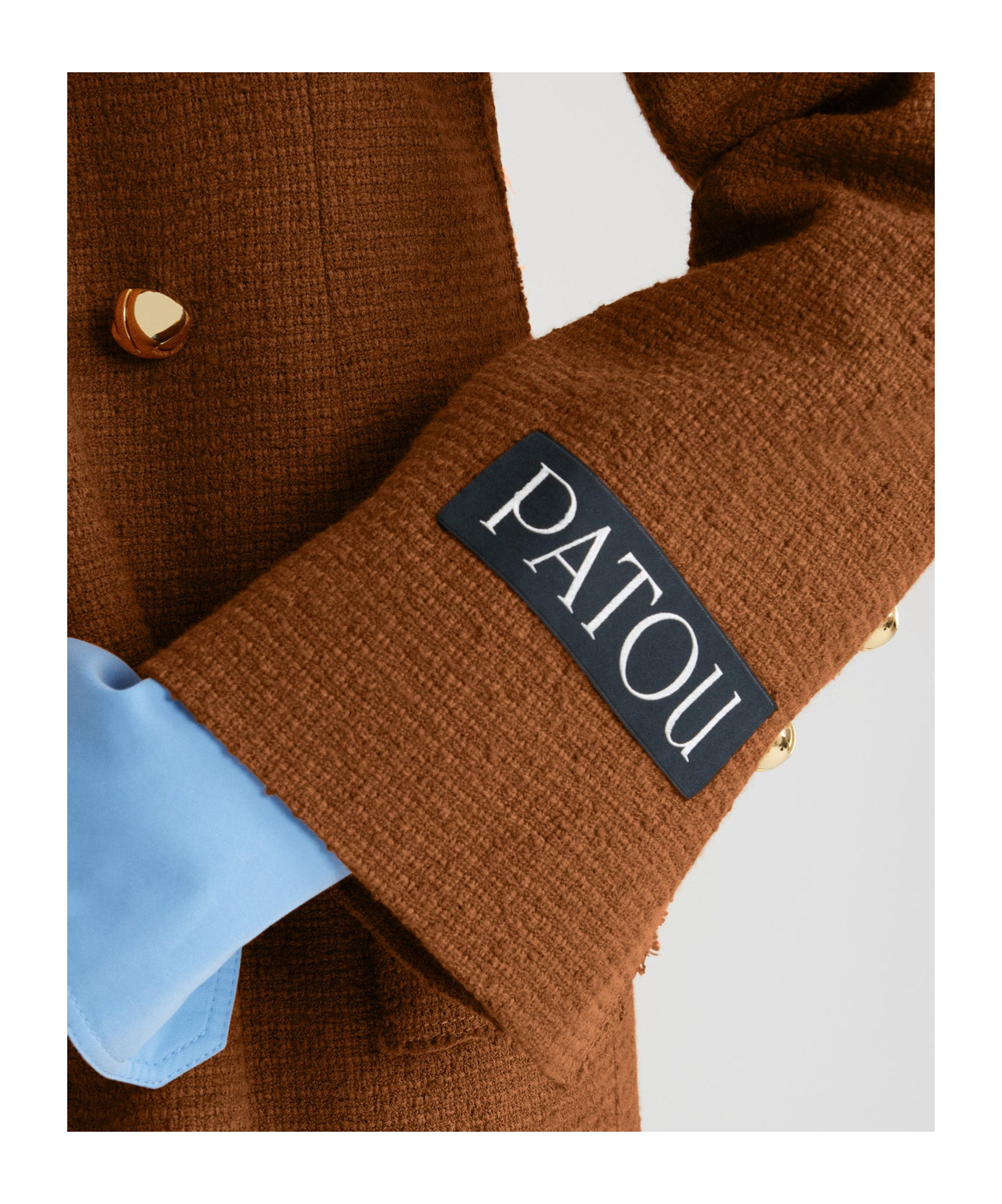 Shop Patou Wool-organic Cotton-blend Jacket In Brown