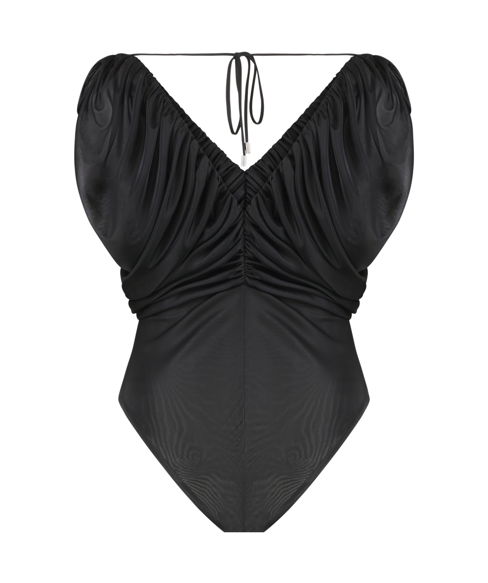 Pinko Gathered Halter Neck Bodysuit With Ruched Detailing In Black