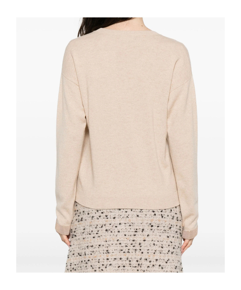 Fabiana Filippi Sequin-embellished V-neck Sweater In Pink
