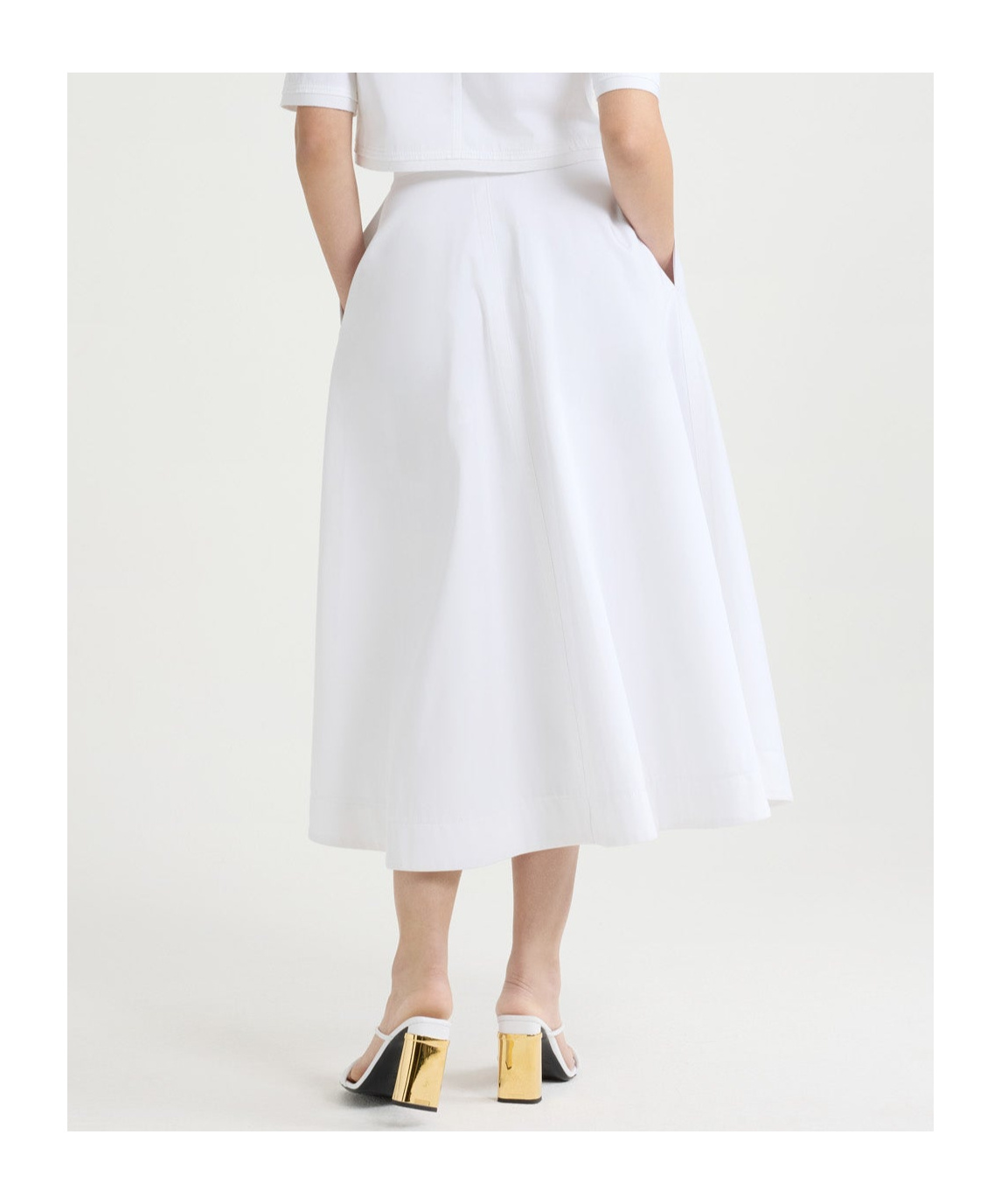 Patou Long A-line Skirt In Organic Cotton Gabardine