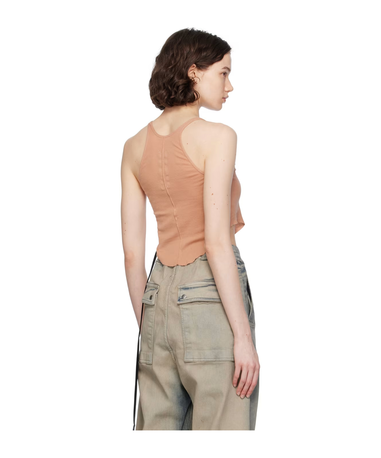 Rick Owens Cropped Cotton Tank Top In Pink