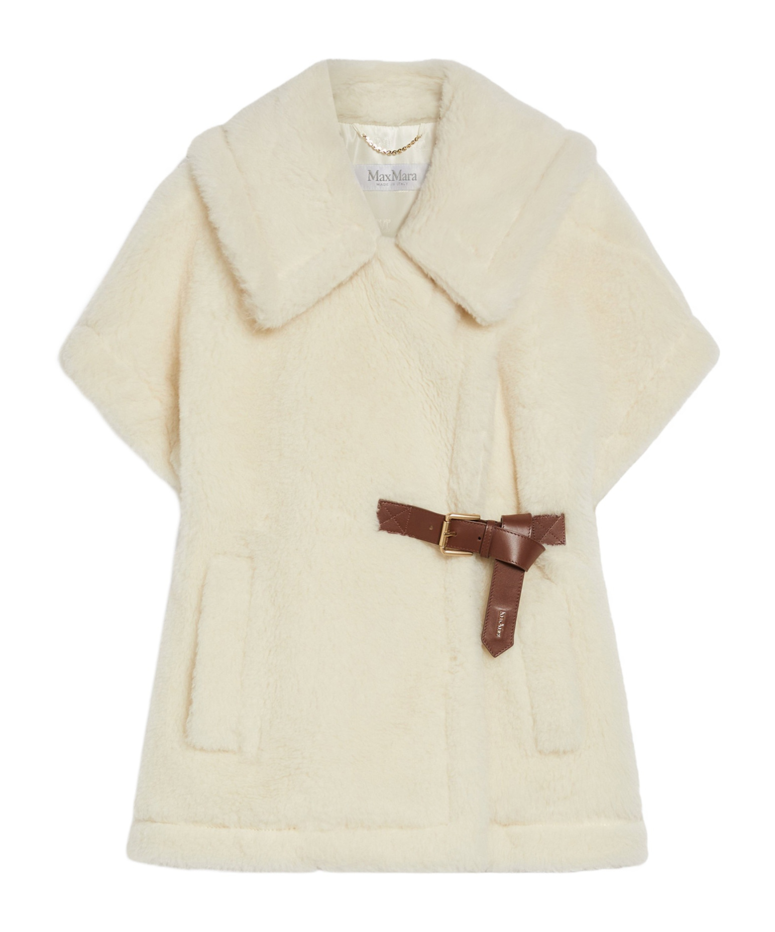 Max Mara Newabavo Double-breasted Shearling Coat In Neutral