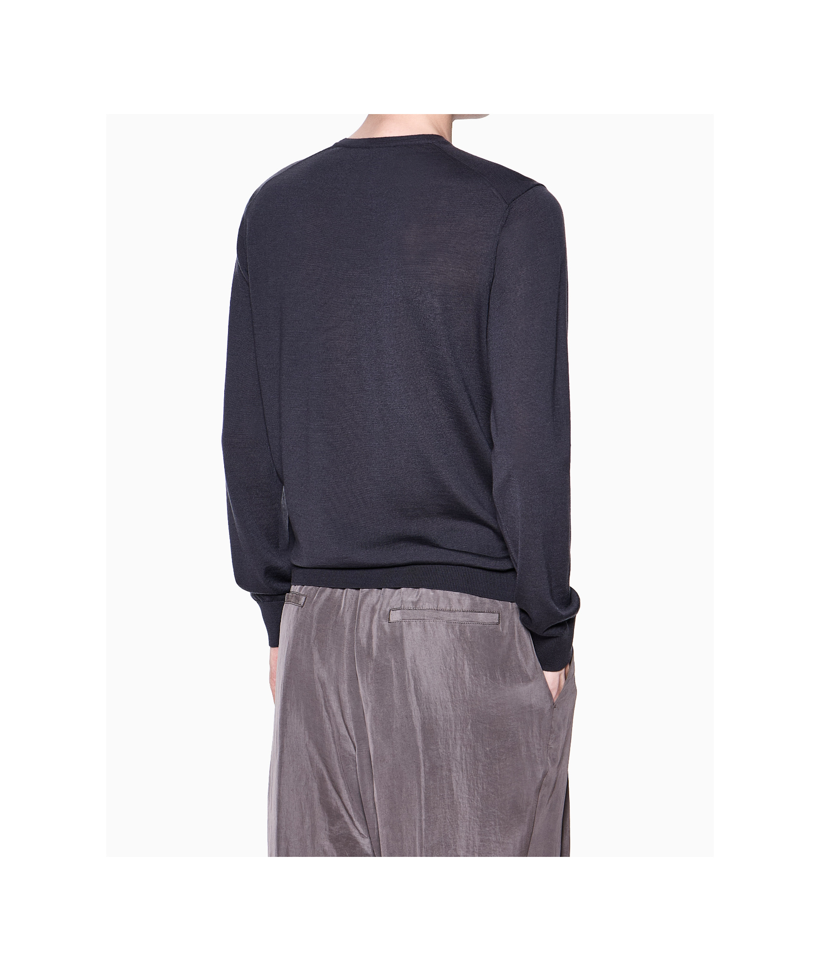 Giorgio Armani Wool Crew-neck Sweater In Blue
