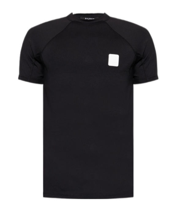 Shop Balmain Logo-patch T-shirt In Black