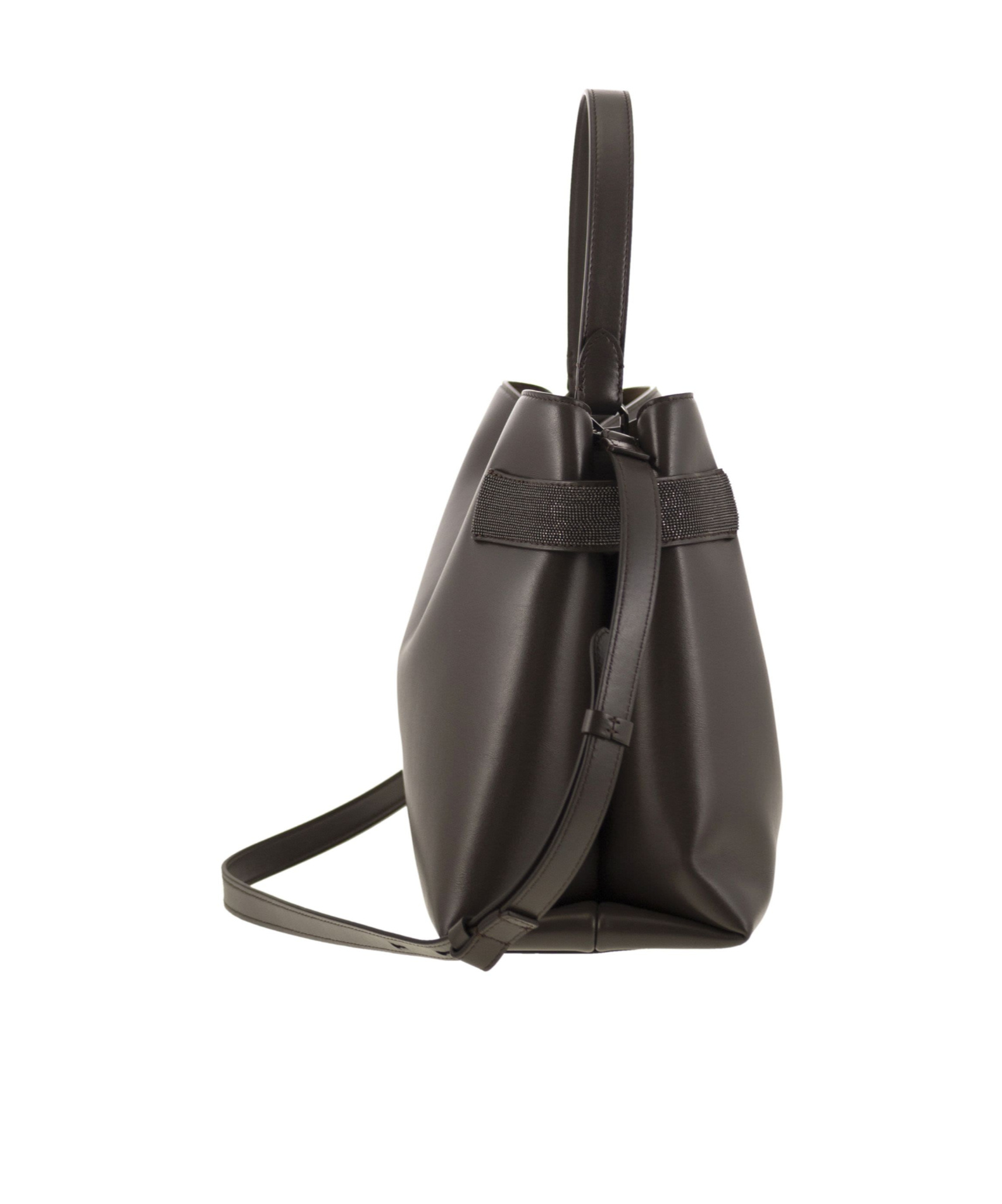 Brunello Cucinelli Women Top-handle Essence Bag In Calfskin With Precious Bands