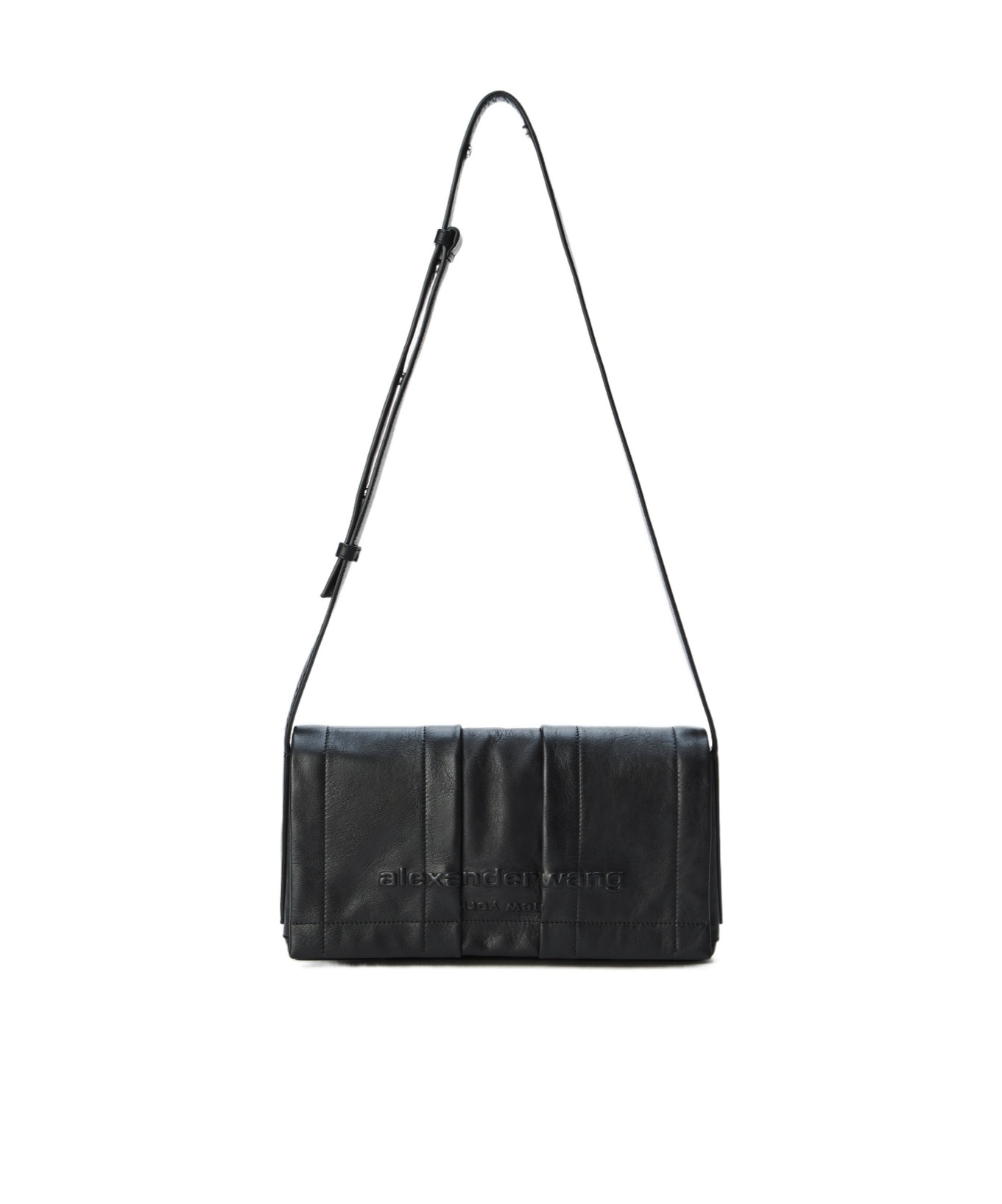 Alexander Wang Pack Flap Crossbody Bag Leather Medium In Black