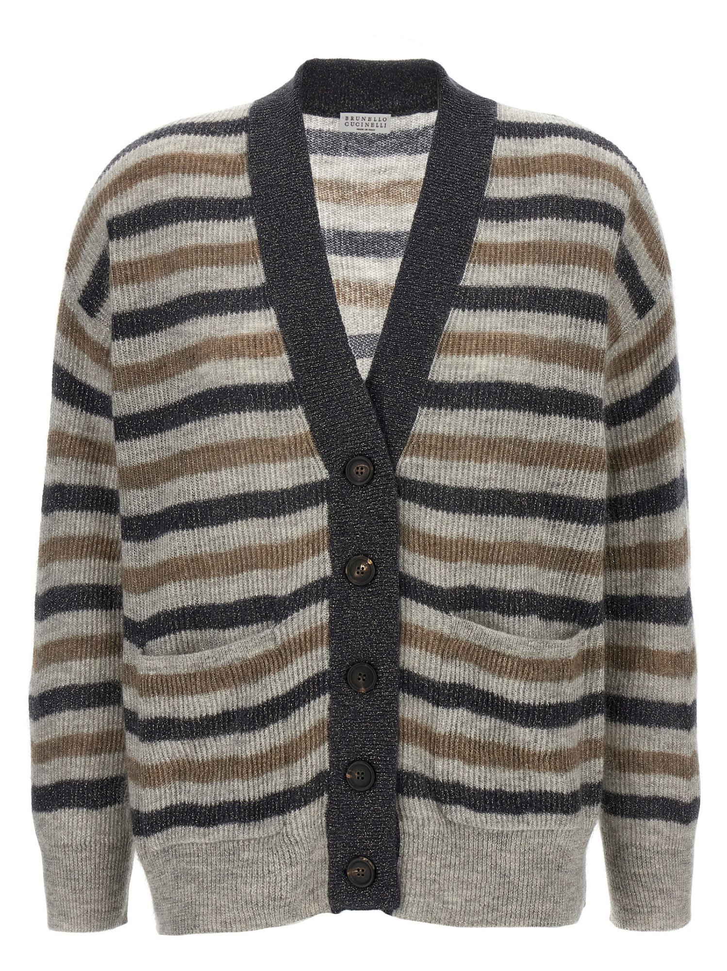 Brunello Cucinelli Lurex Wool Cardigan Sweaters And Cardigans Multicolor