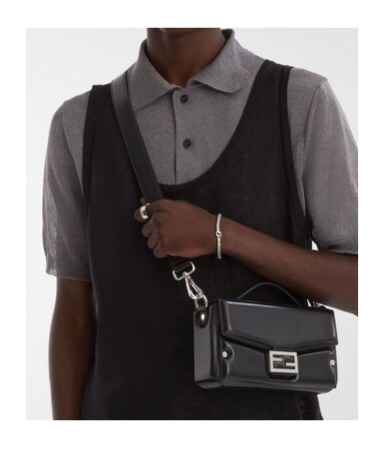 Fendi Baguette Soft Trunk Crossbody Bags Black In Black