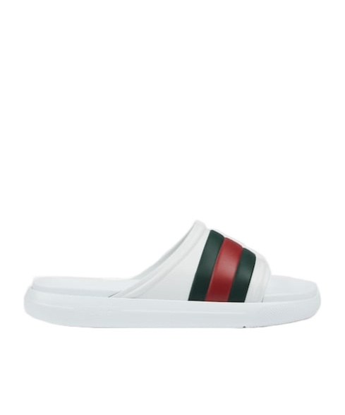 Gucci Web Slide Sandals In White