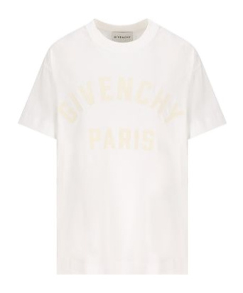Givenchy Paris Logo Zigzag Stitching T-shirt In White