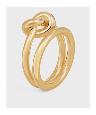 Celine Double Ring Brass Ring In Yellow