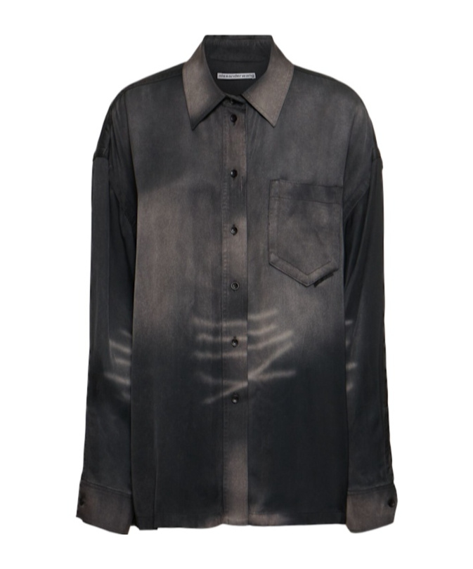 Alexander Wang Button-collar Shirt In Black