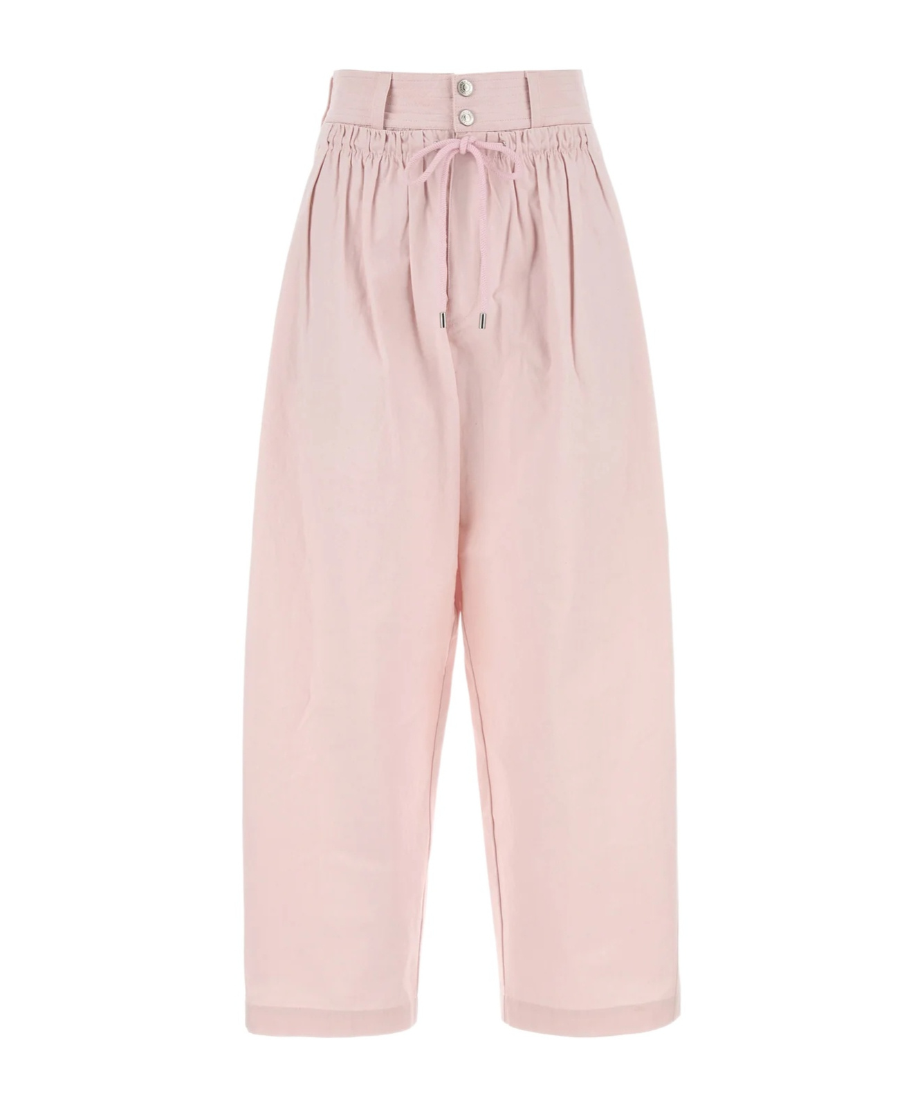 Isabel Marant High Waist Cotton Pant With Elastic Waistband In Pale Pink