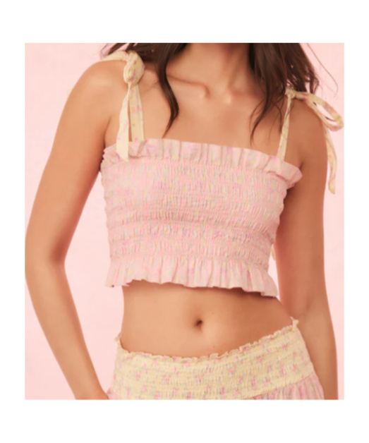 Loveshackfancy Corbin Smocked Crop Top