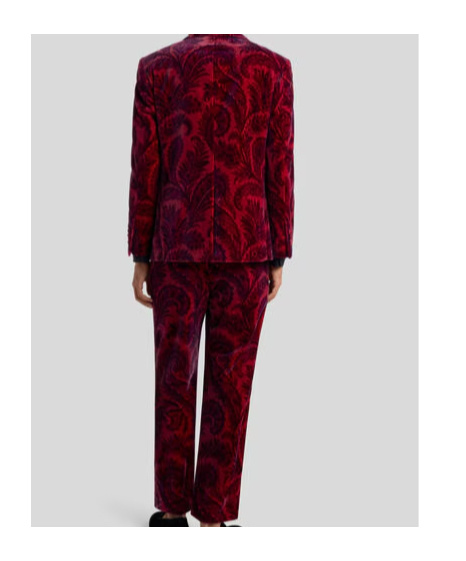 Etro Velvet Blazer With Print In Burgundy
