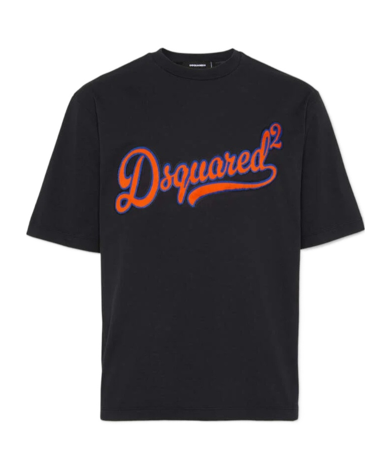 Dsquared2 Mens Black Embossed Text-print Loose-fit Cotton T-shirt Xxl In Black
