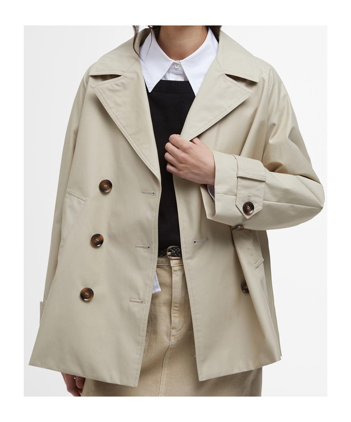 Barbour Women's Maisy Short Double-breasted Trench Coat In Nude