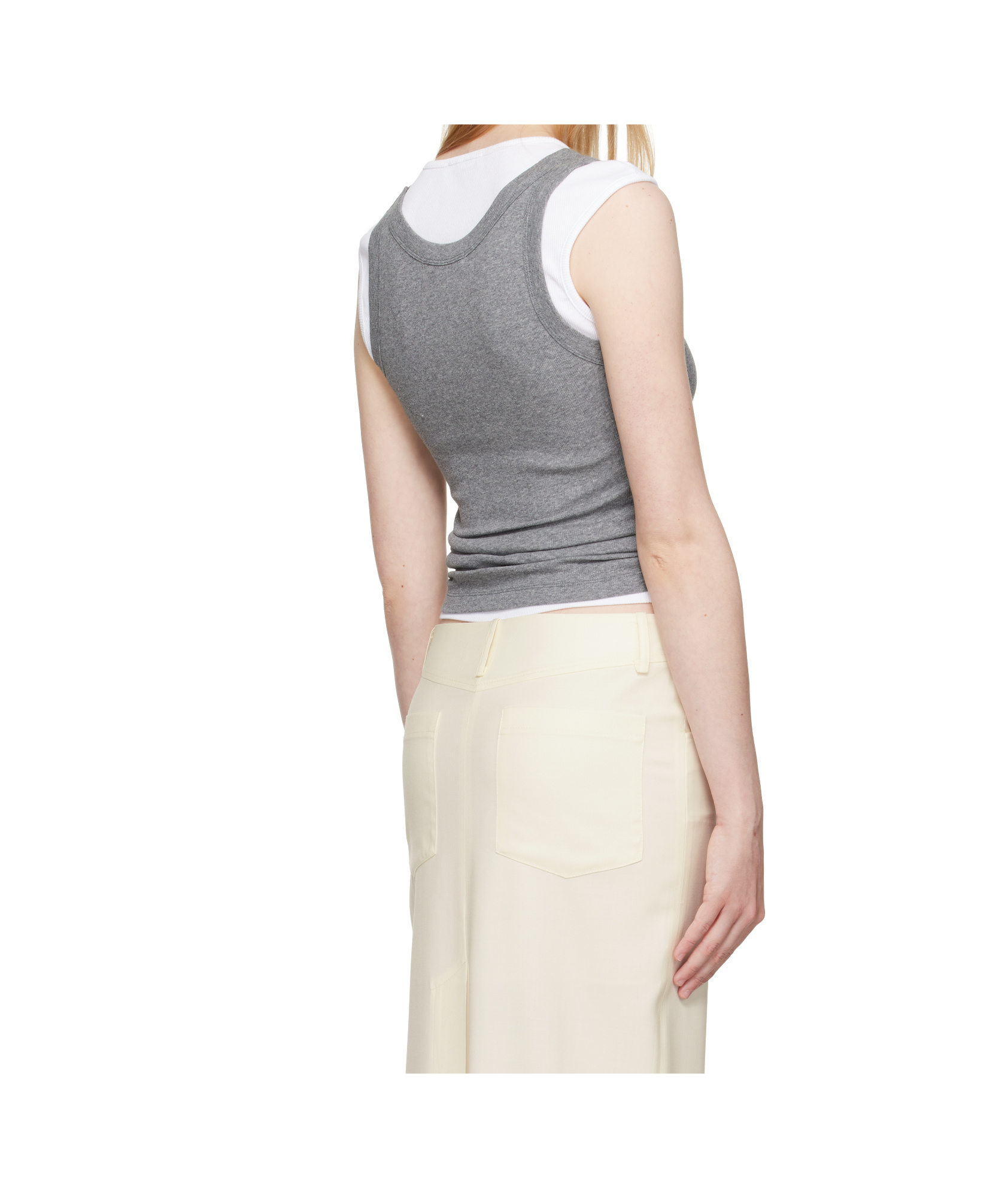 Aya Muse Scoop Neck Ribbed Tank Top In Gray