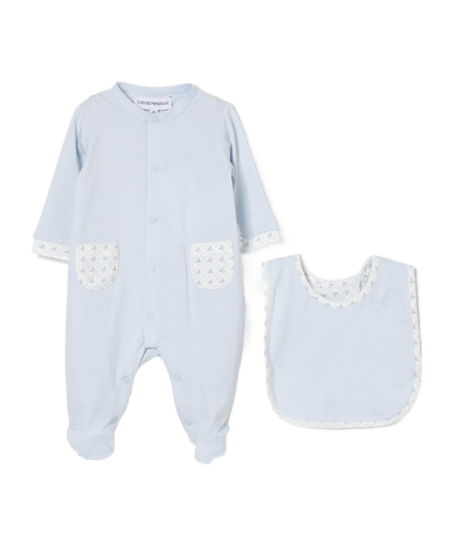 Emporio Armani Eagle-print Pajama Set In Blue