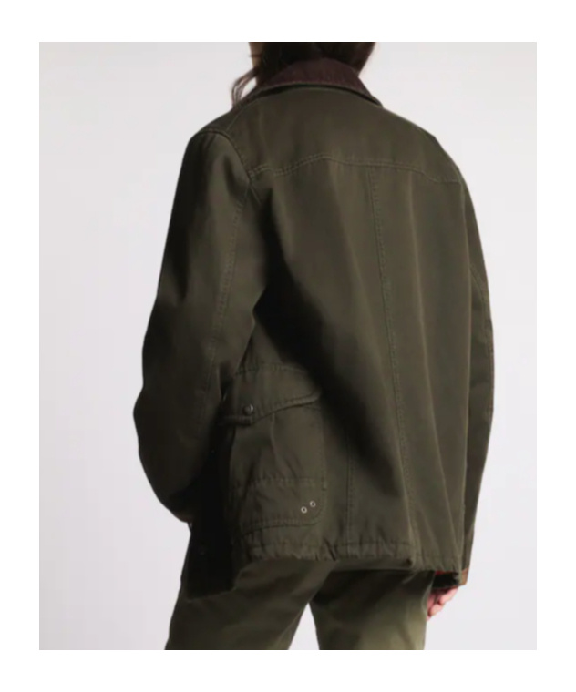 Fay Structured Green Cotton Jacket With Contrasting Collar In Green