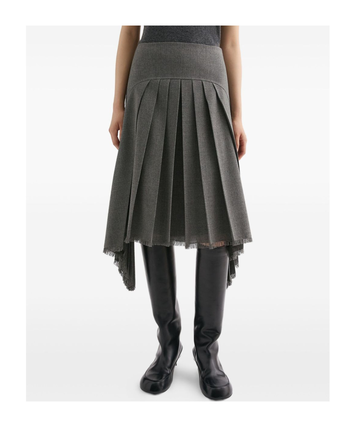 Jil Sander Pleated Midi Skirt In Gray