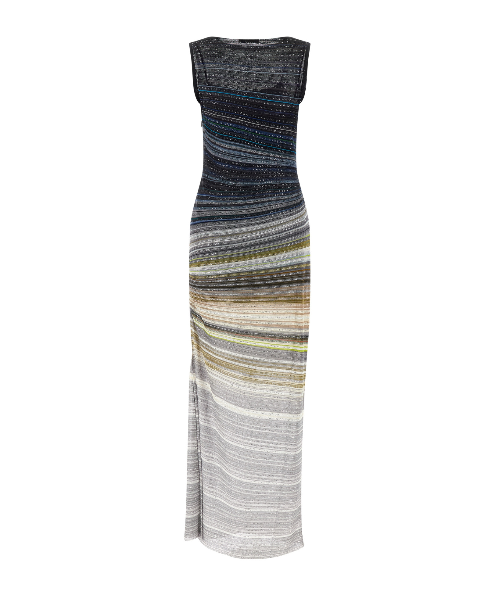 Missoni Long Boat-neck Dress In Striped Knit In Multi
