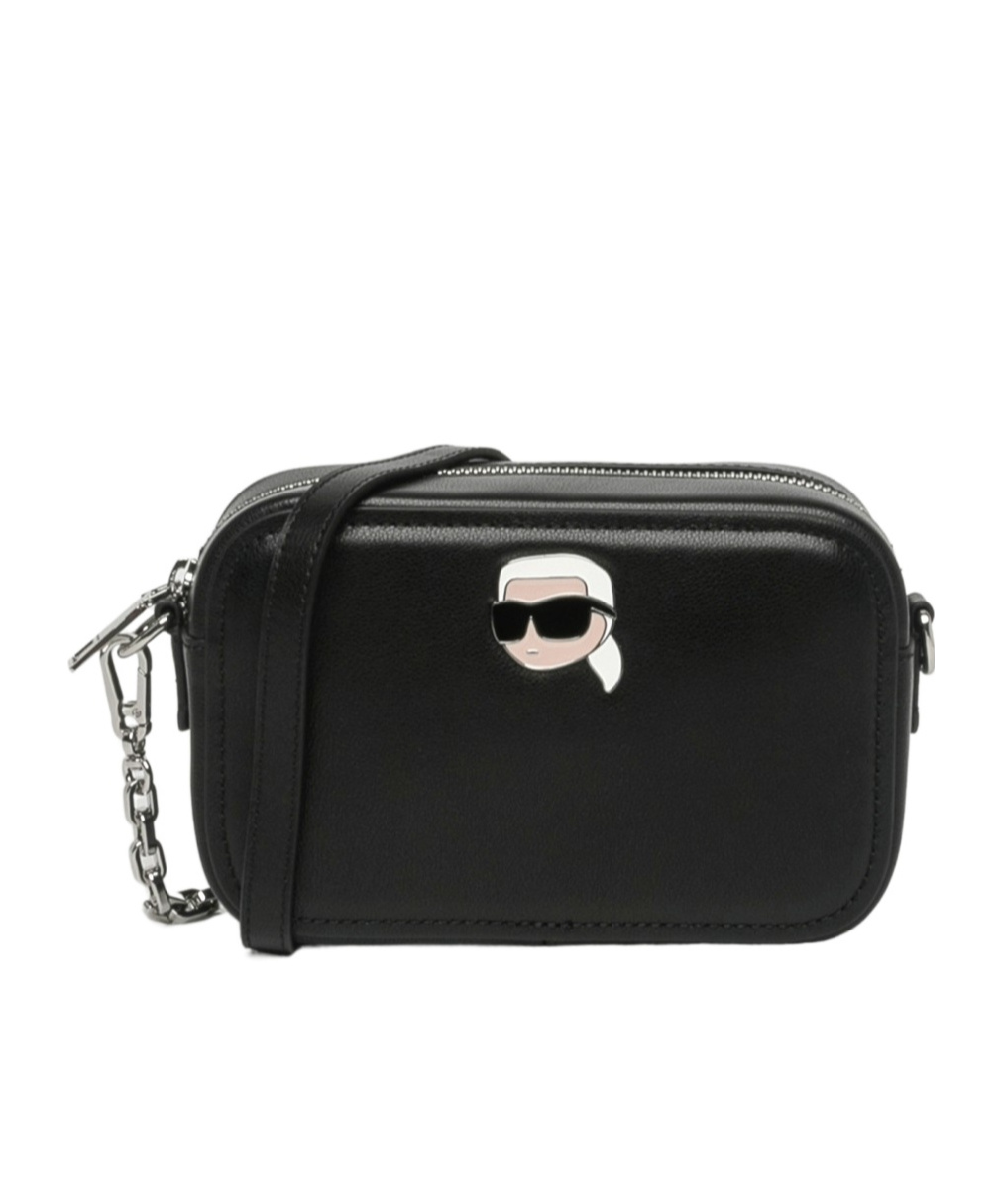 Karl Lagerfeld K/ikonik 2.0 Leather Crossbody Bag In Black