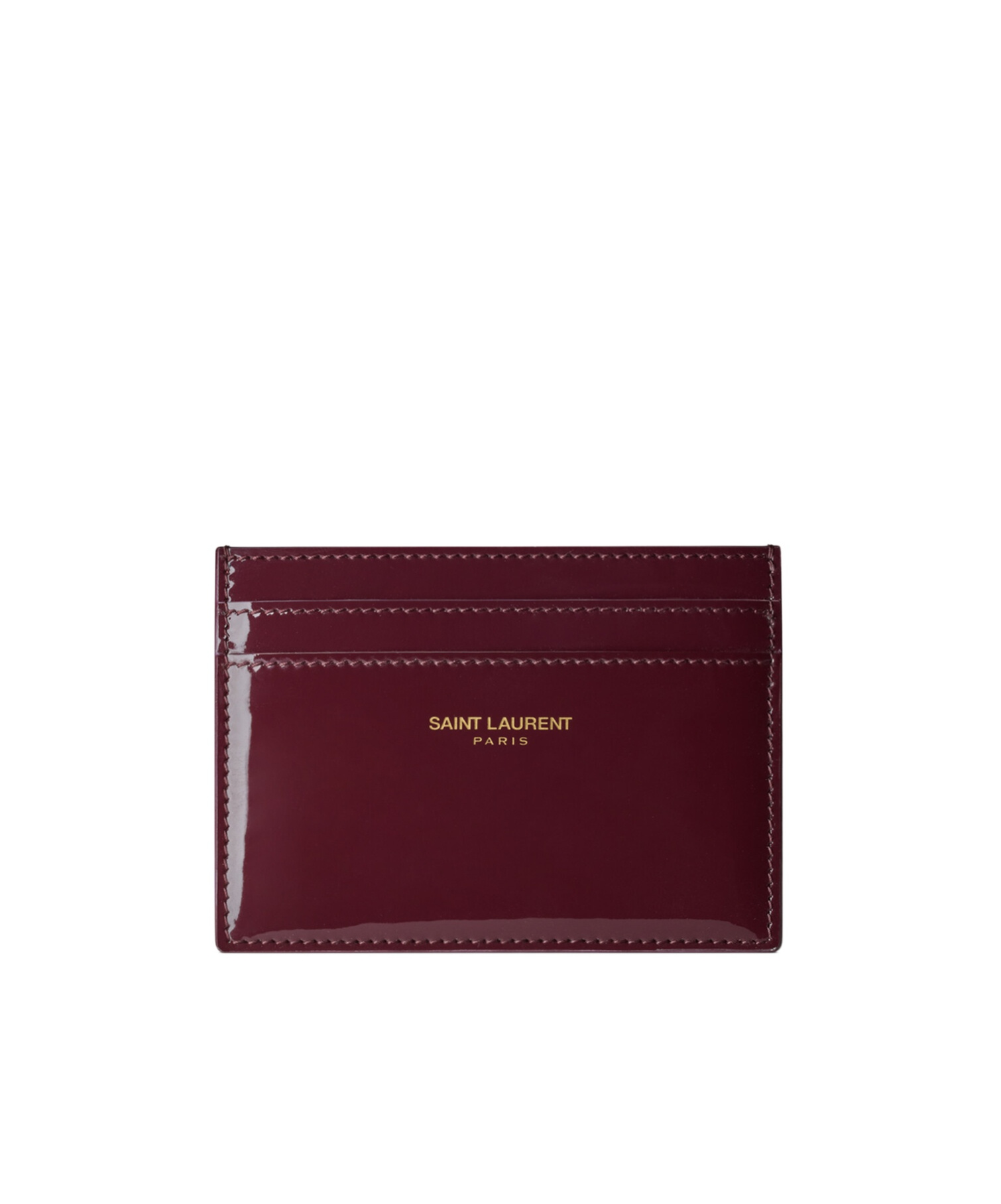 Saint Laurent Paris Logo Stamp Card Case In Burgundy