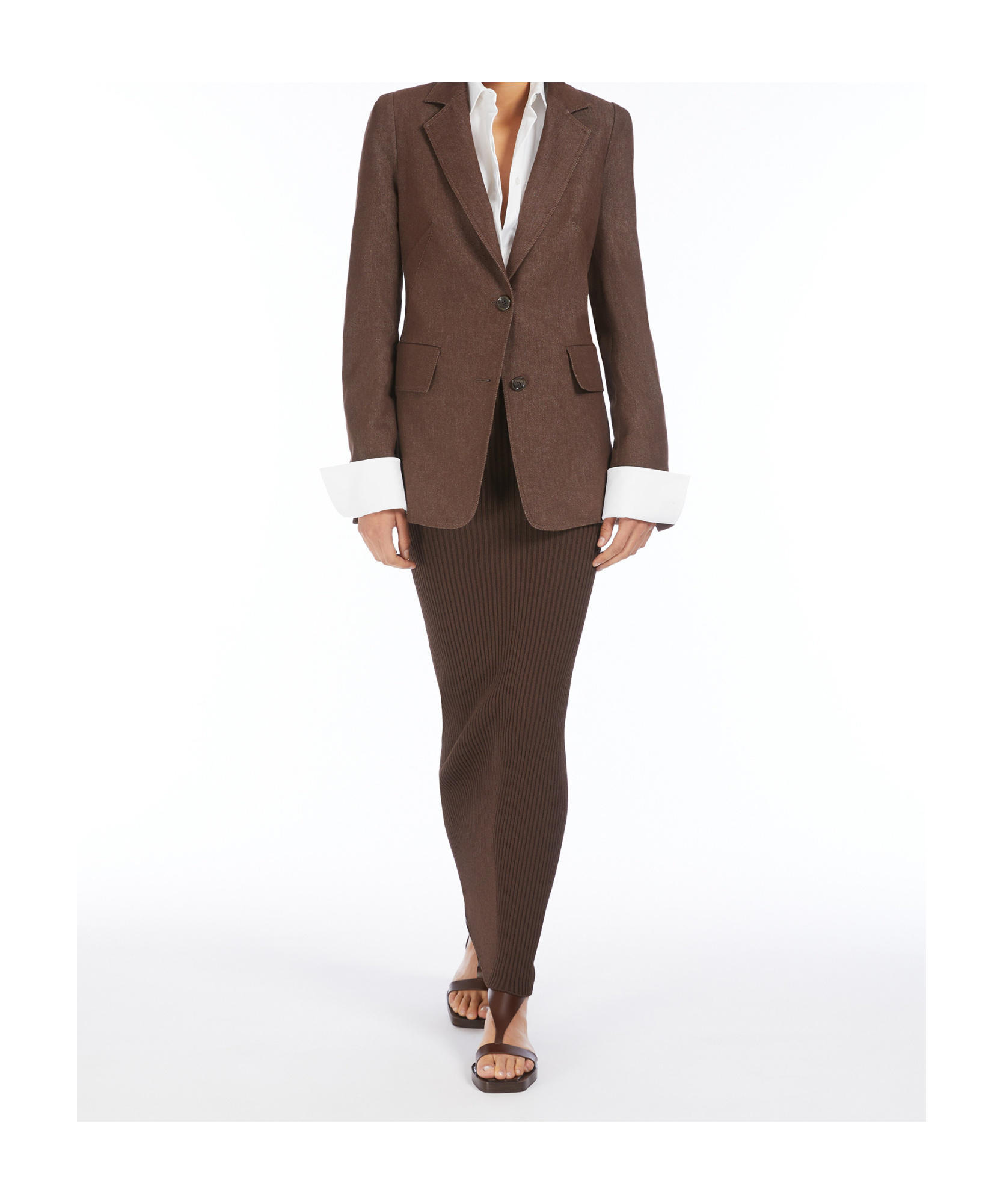 Max Mara Maxi Ribbed Skirt In Brown