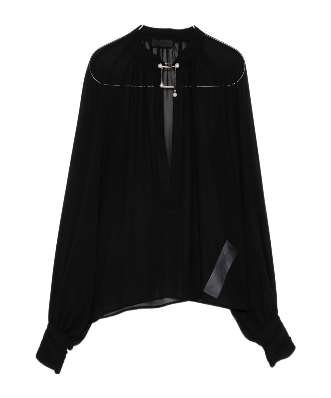 Liu •jo Flowing Black Blouse With Voluminous Sleeves In Black