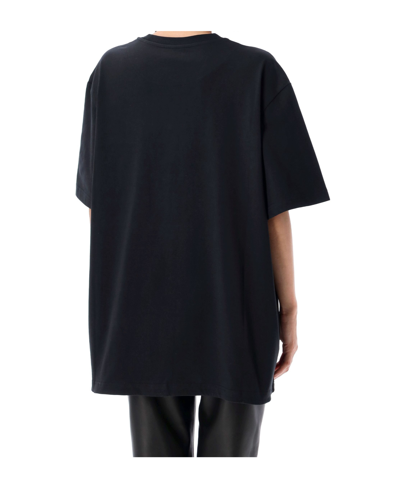 Attico Asymmetric Oversized Round Neck Short Sleeve Top In Black