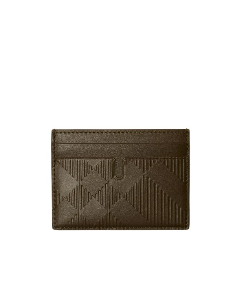 Burberry Check-pattern Leather Card Holder In Brown