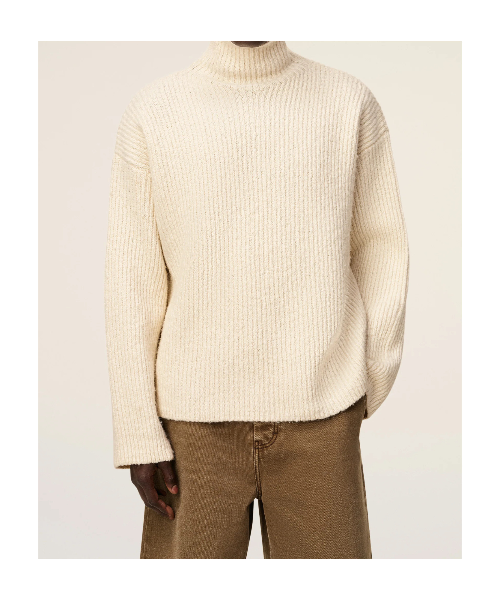 Ami Alexandre Mattiussi Merino Wool Sweater With Silhouette In Neutral