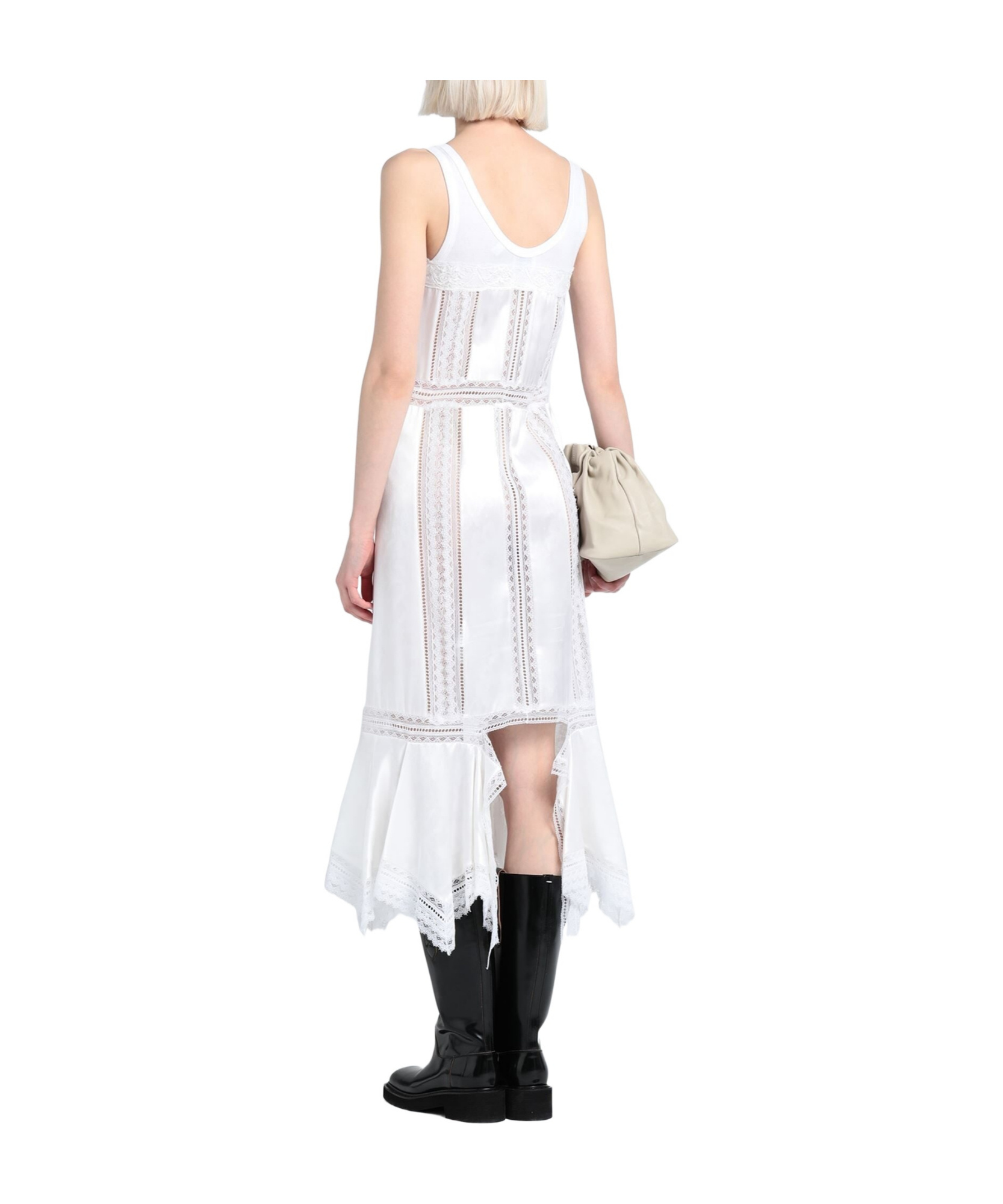 Burberry Solid Satin Sleeveless Gown In White