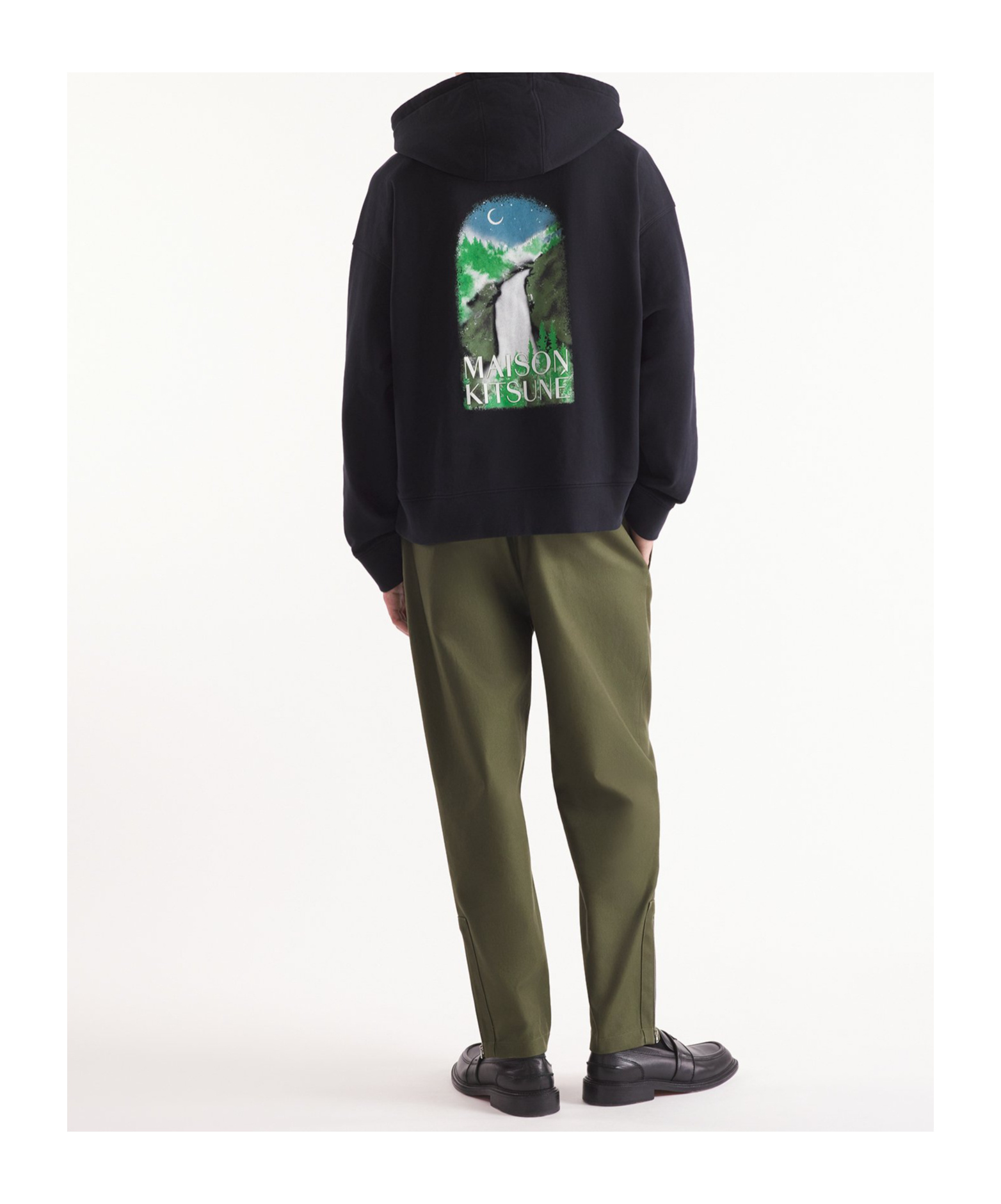 MAISON KITSUNÉ MAISON KITSUNÉ GRAPHIC PRINTED DRAWSTRING HOODIE