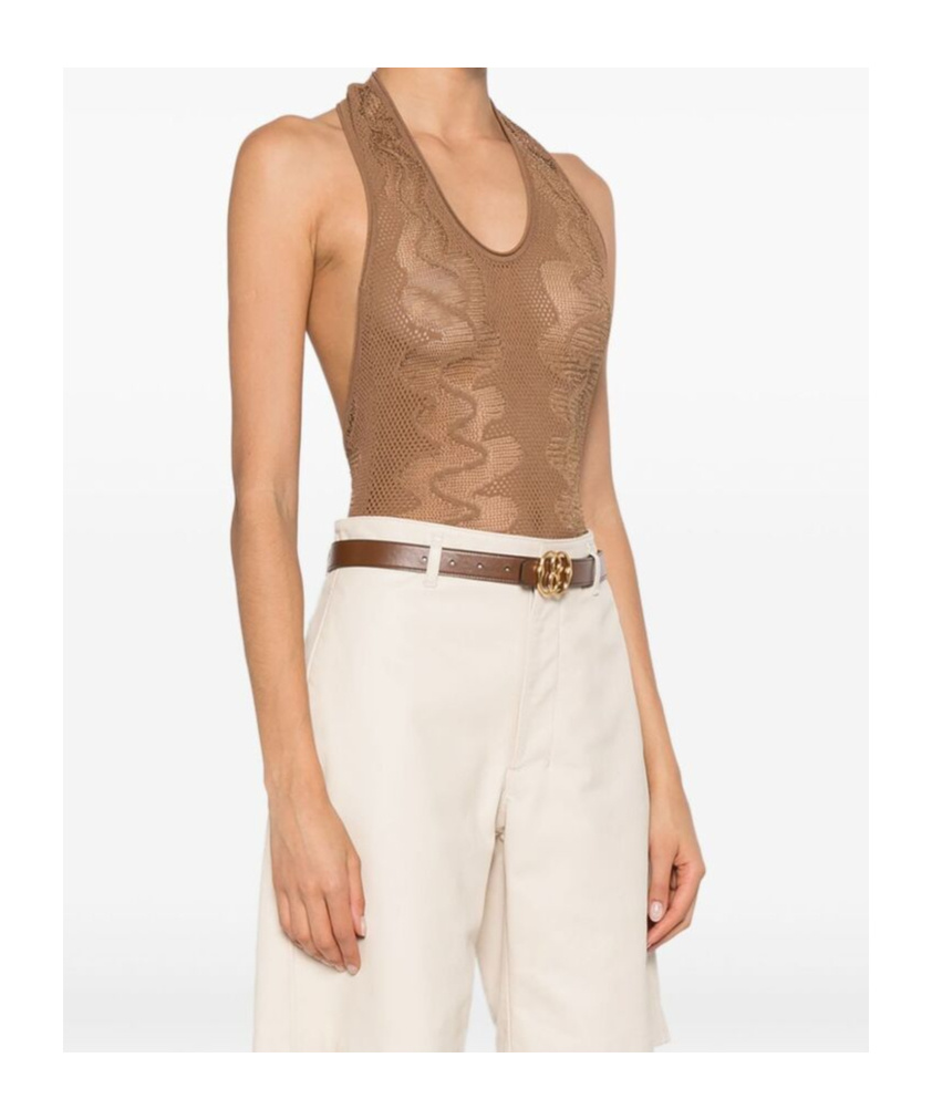 Saint Laurent Open-knit Body In Brown