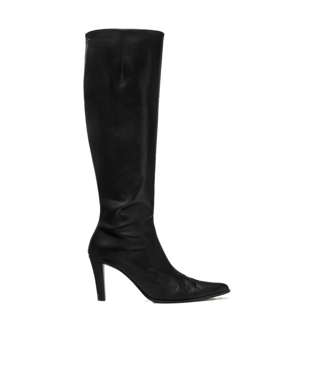 Mm6 Maison Margiela Leather Knee-high Boots In Black