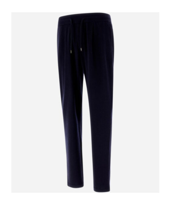Herno Resort Trousers In Coupled Wool Pique In Black