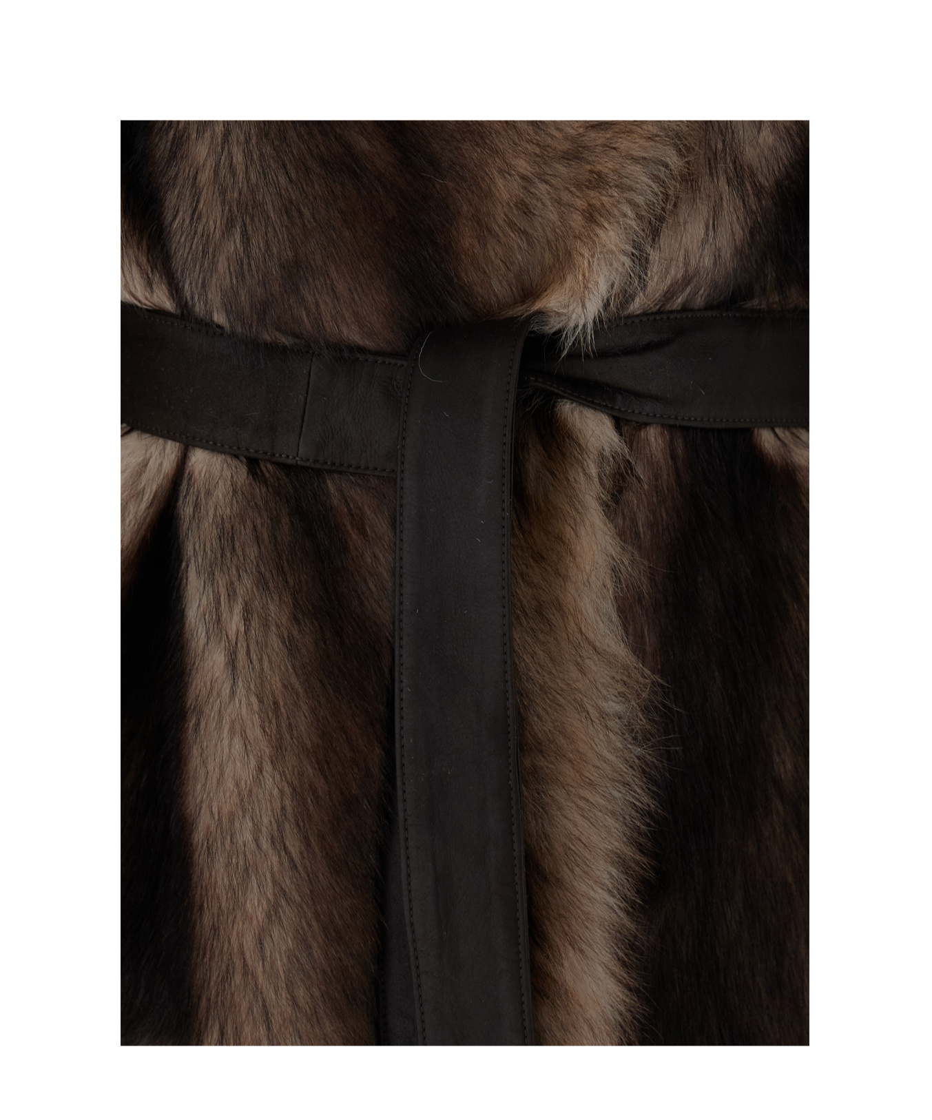 Yves Salomon Brown Shearling Coat With High Neck And Front Belt Closure In Fur Woman In Brown