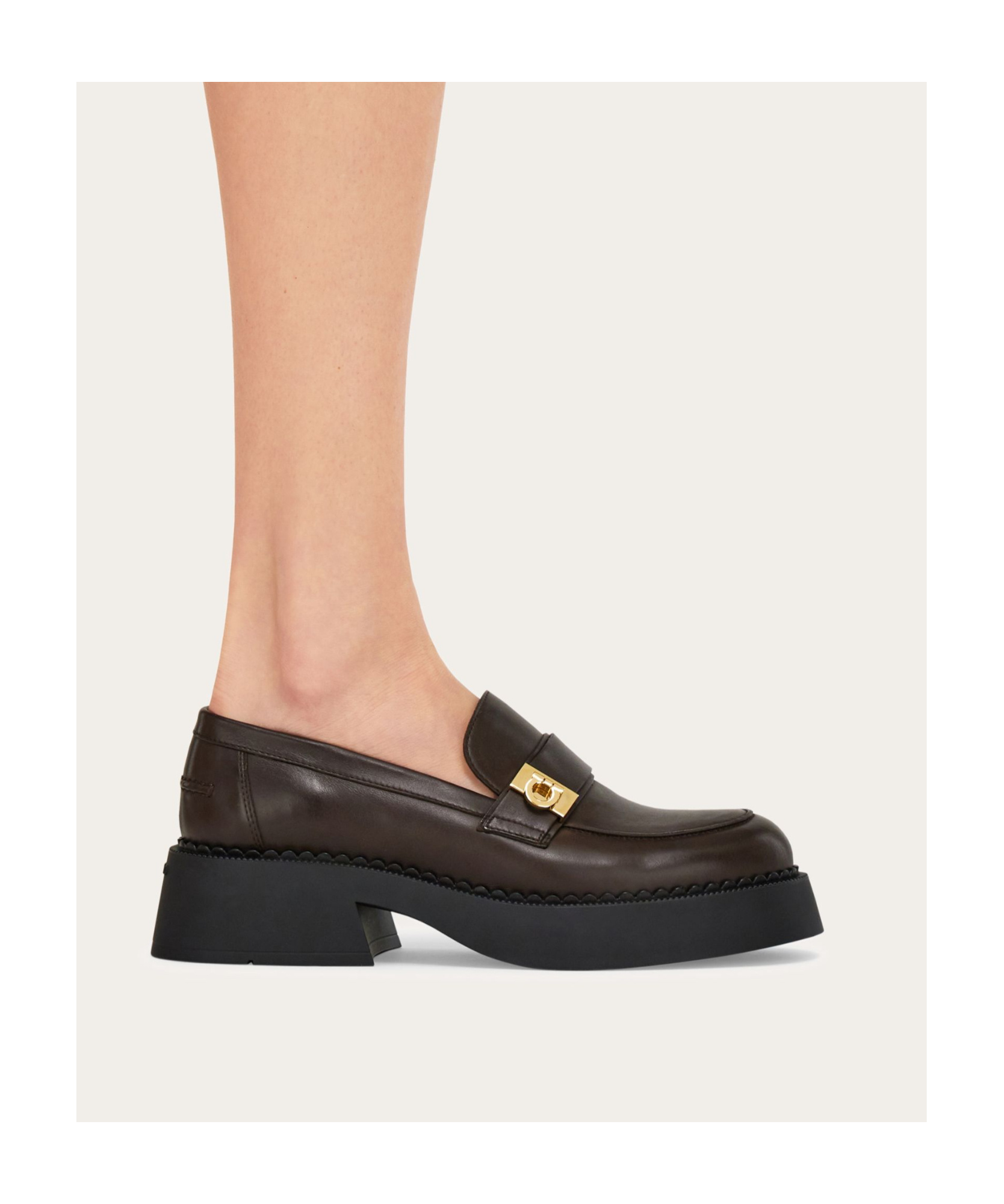 Ferragamo Caminia Buckled Platform Loafers In Green
