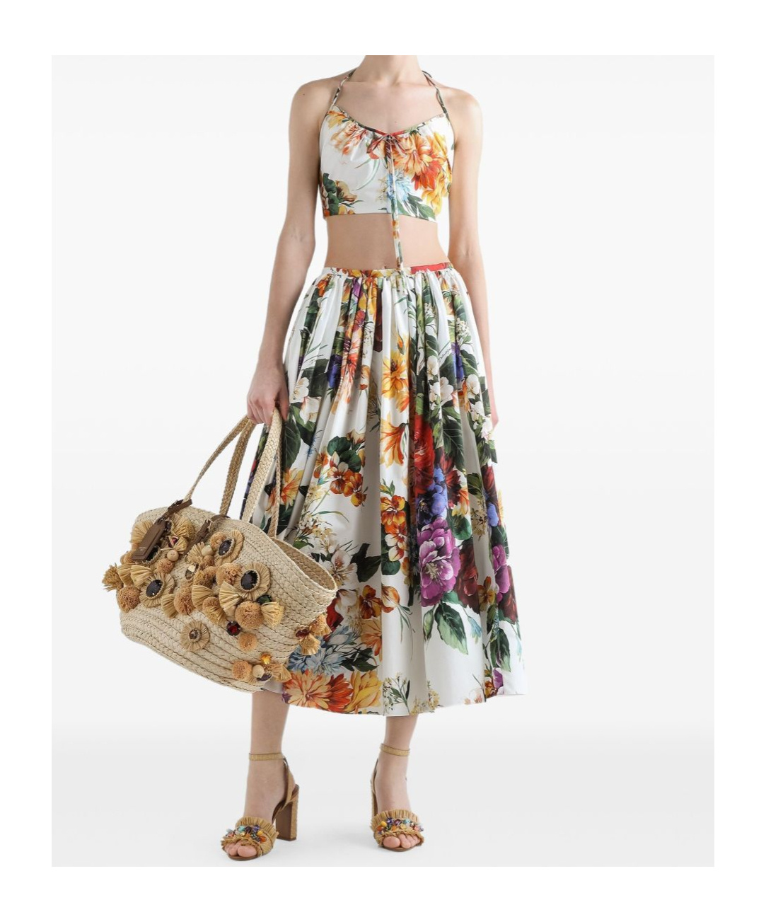 Dolce & Gabbana Floral-print Cotton Top In Multi
