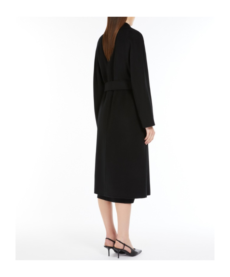 Shop Max Mara Studio Belted Mid-length Coat In Black