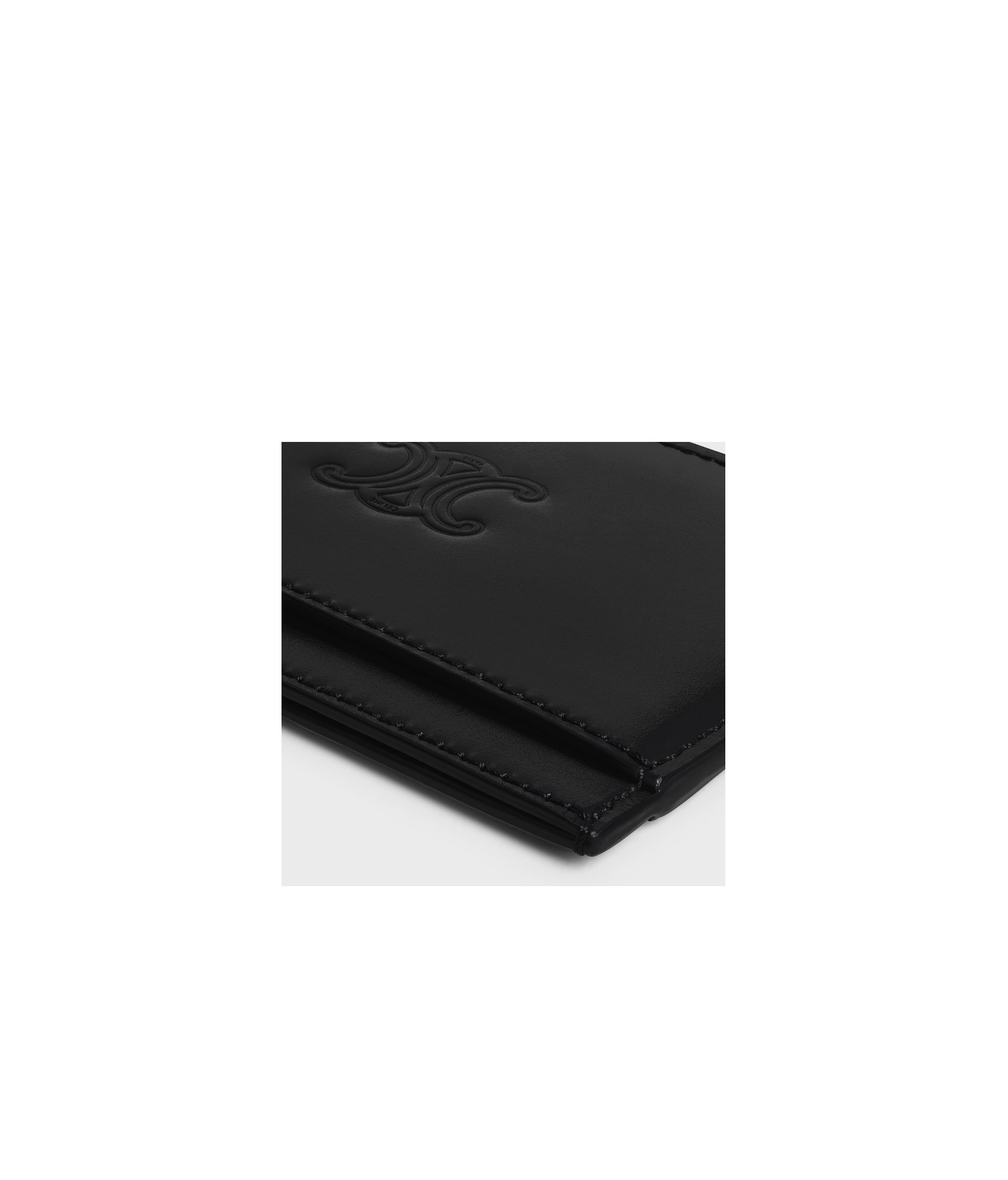 Celine Triomphe Embossed Card Bag In Black