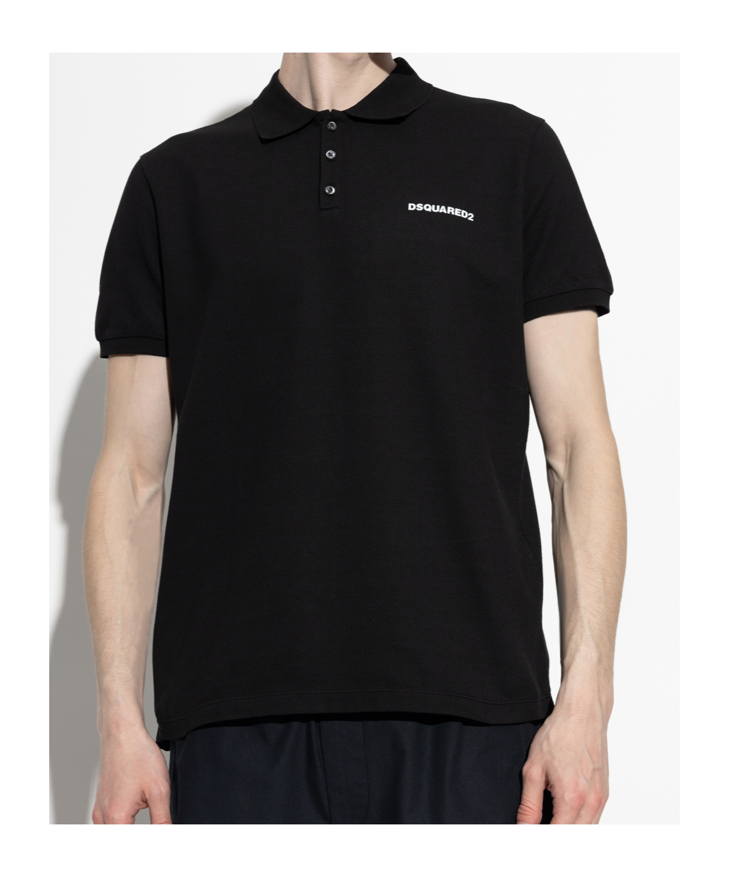 Dsquared2 Black Polo Shirt With Classic Collar And Logo Lettering On The Front In Black