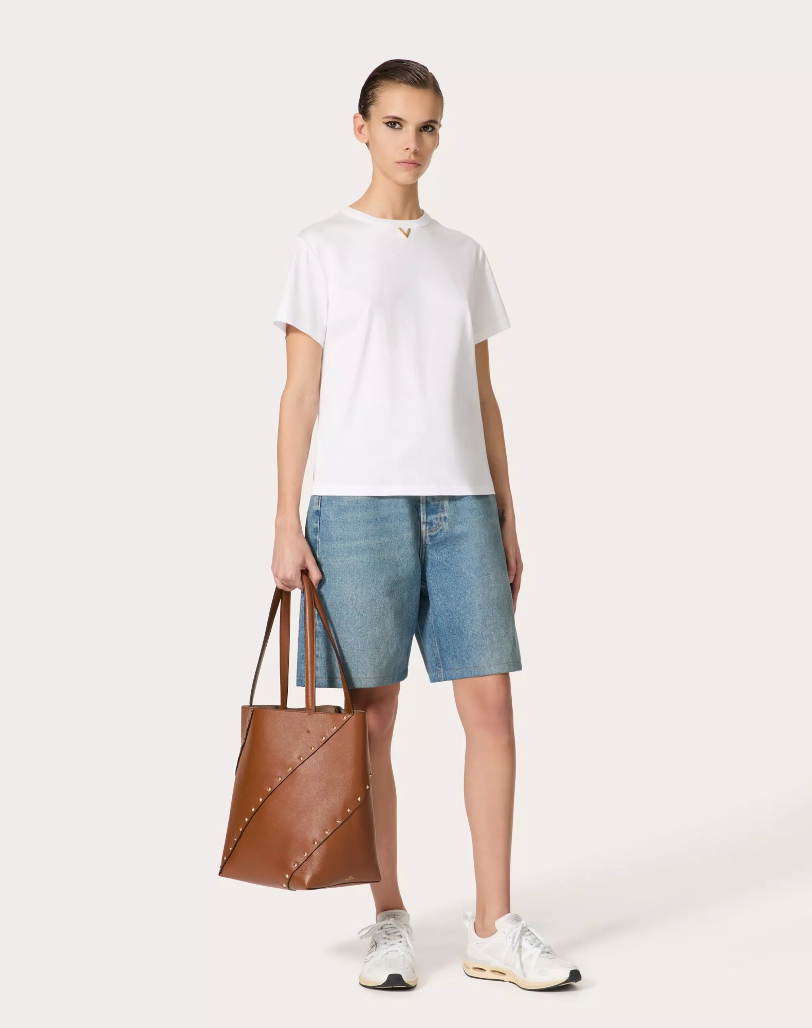 Shop Valentino Jersey Cotton T-shirt In White