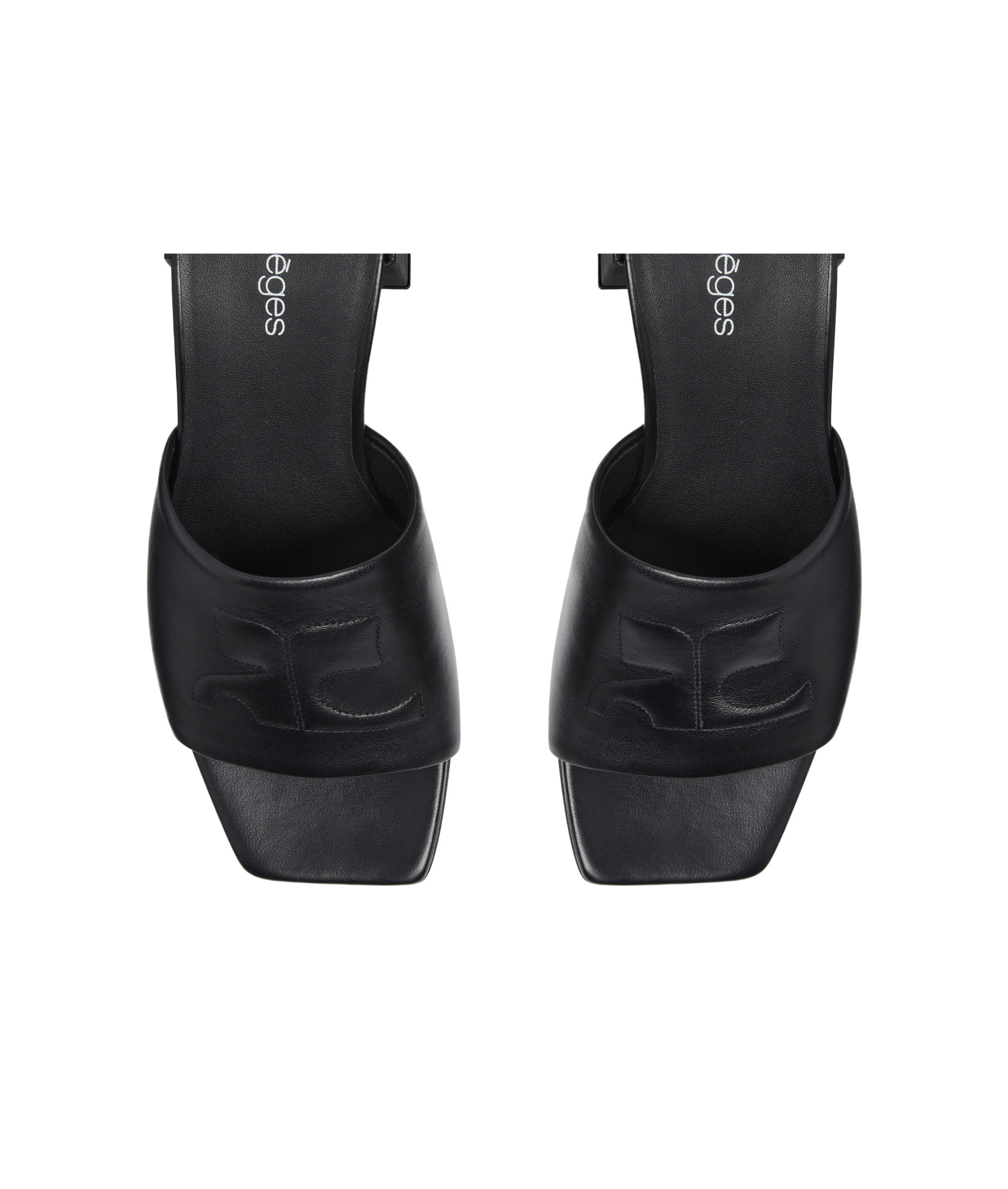 Courrèges Block Heel Sandals Embroidered Detail In Black