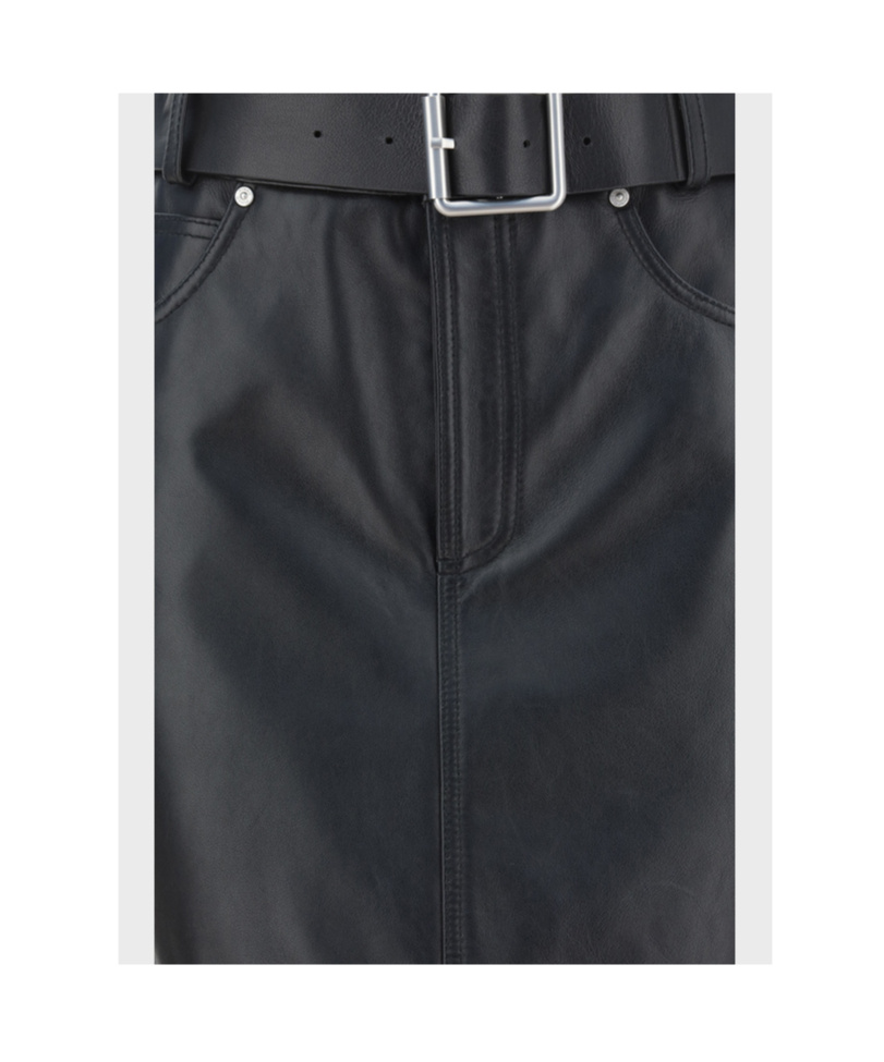 Shop Pinko Grenada Leather Mini Skirt In Black