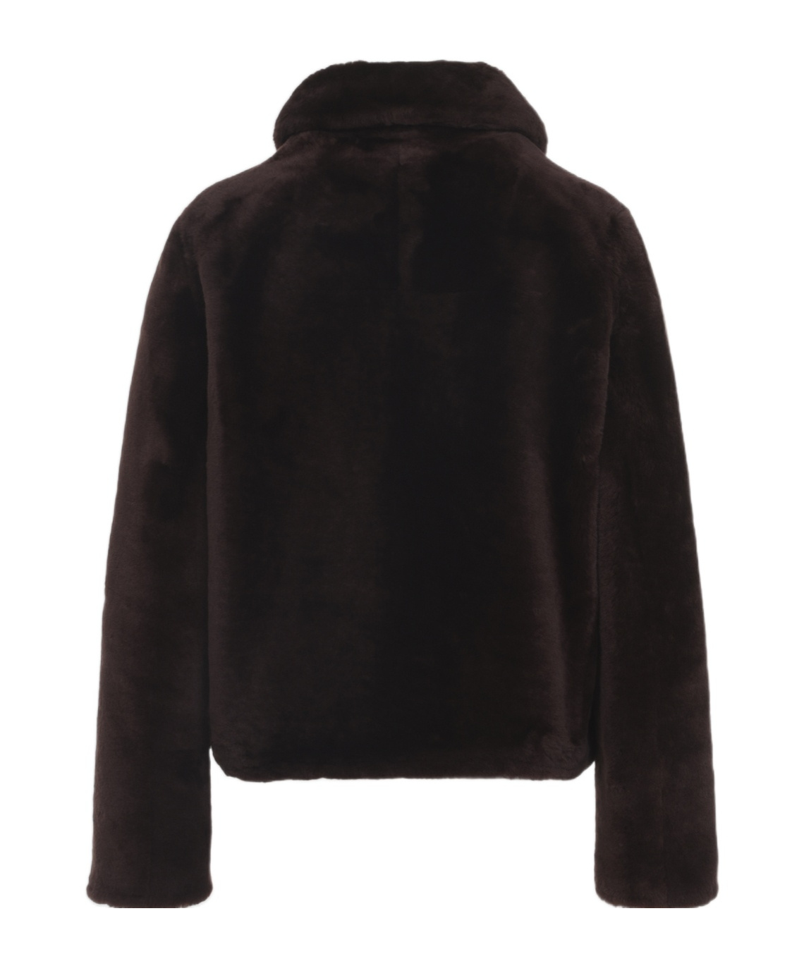Yves Salomon Deep Grenat Lamb Shearling Jacket With Pointed Collar In Brown